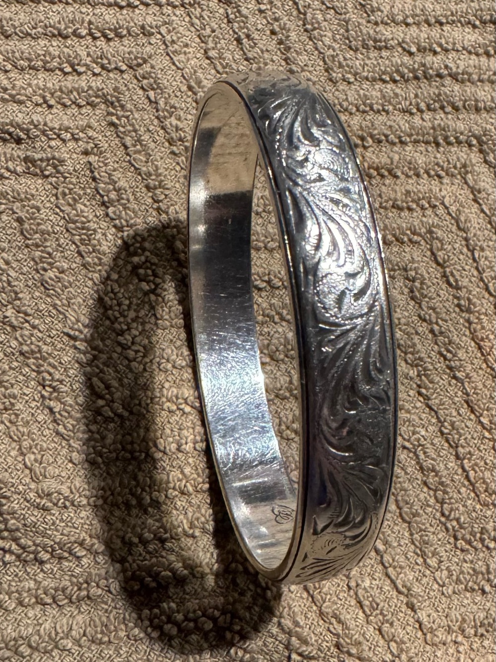 Brighton Essex Engraved Silver-Tone Floral Bangle